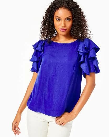 Lilly Pulitzer Women's Ana Short Sleeve Flounce Top