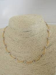 Vintage Bi-color White and Yellow 18K Gold Necklace - Etsy