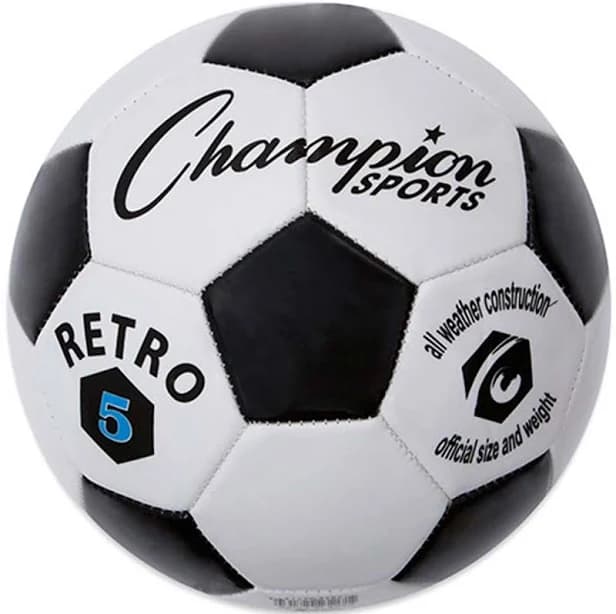 Champion Retro Black & White Soccer Ball Size 3 4 & 5 - 5