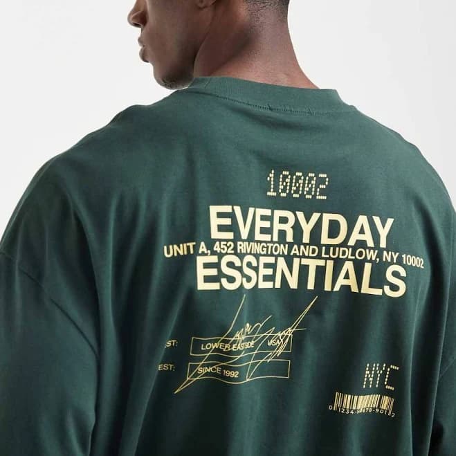 ASOS Oversized T-Shirt with Everyday Essentials Text Graphic