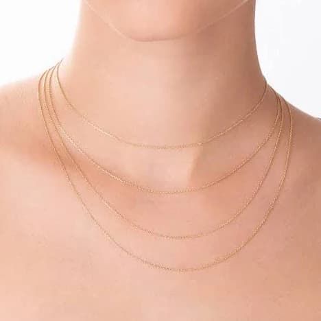 14K Solid Gold Dainty Cable Chain Necklace