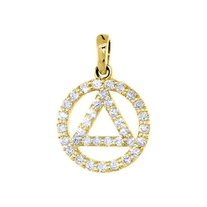 14K Yellow Gold AA Sobriety Pendant