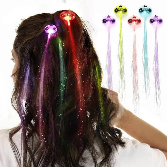 12-Pack LED Light-Up Optic Fiber Hair Extension