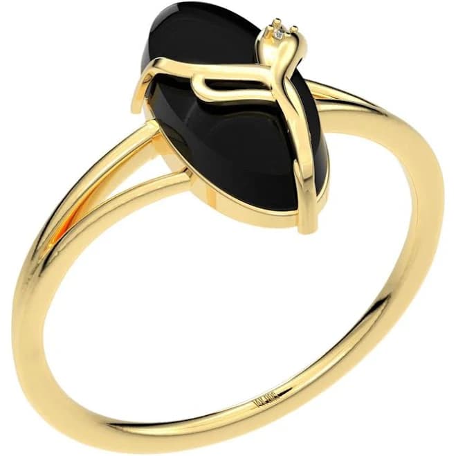 Ladies Gold Oval Black Onyx Ring