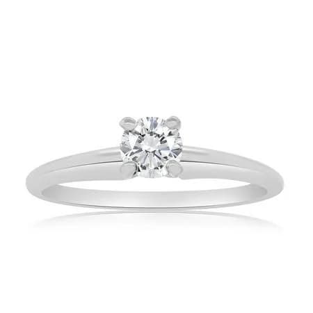G/SI Women's Sterling Silver 1/5ct Diamond Solitaire Engagement Ring