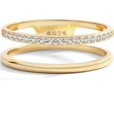 Mint & Lily Women's Double Band Pave Ring in 925 Sterling Silver