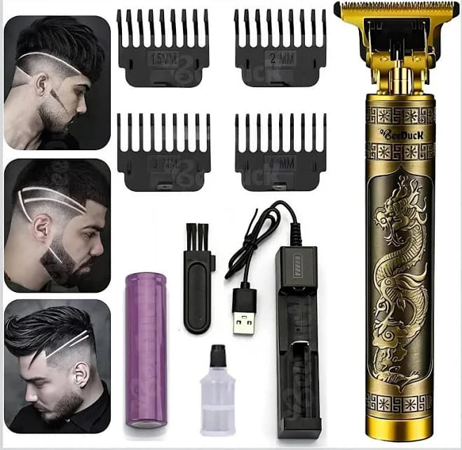 Professional T-blade Hair Trimmer Gold | 0.01mm Precision | Metal Body