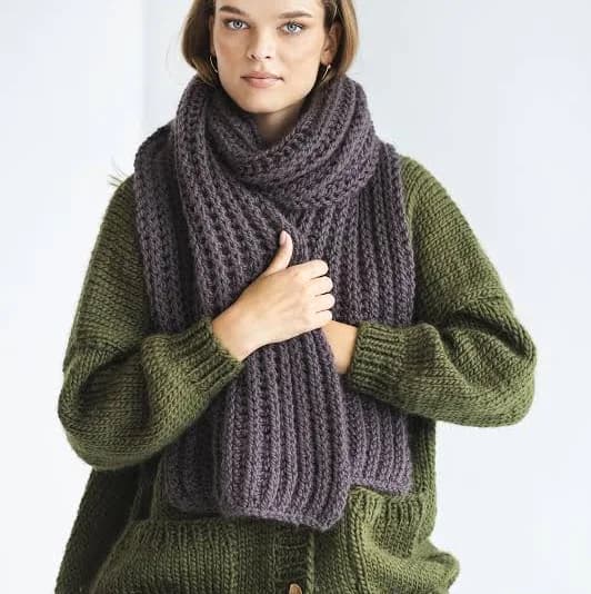 Oversized Cable Knit Alpaca Wool Scarf