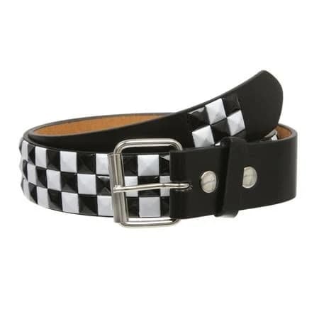 Beltiscool Women's Punk Rock Star Pyramid Studded Checker Board Leather Belt