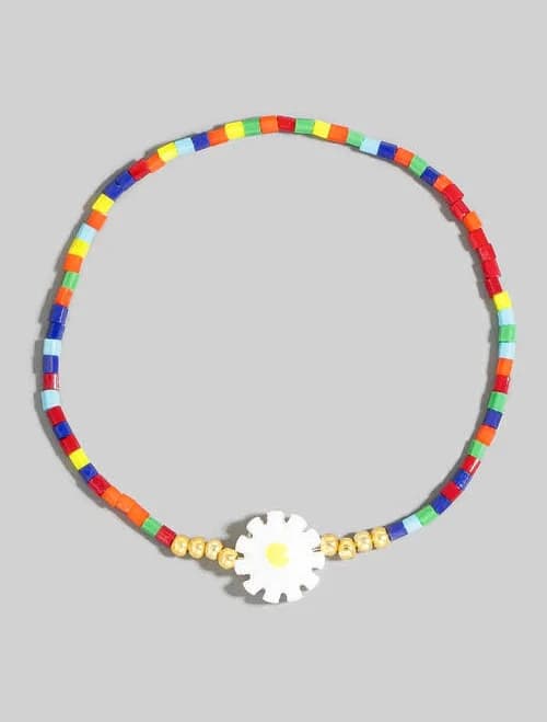 Acrylic Bead Flower Charm Bracelet