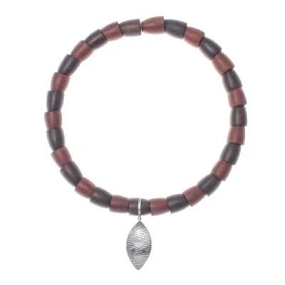 Sterling Silver Wood Beaded Pendant Necklace