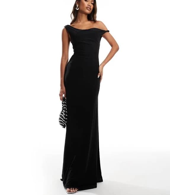 ASOS Twist Shoulder Lace Up Back Maxi Dress