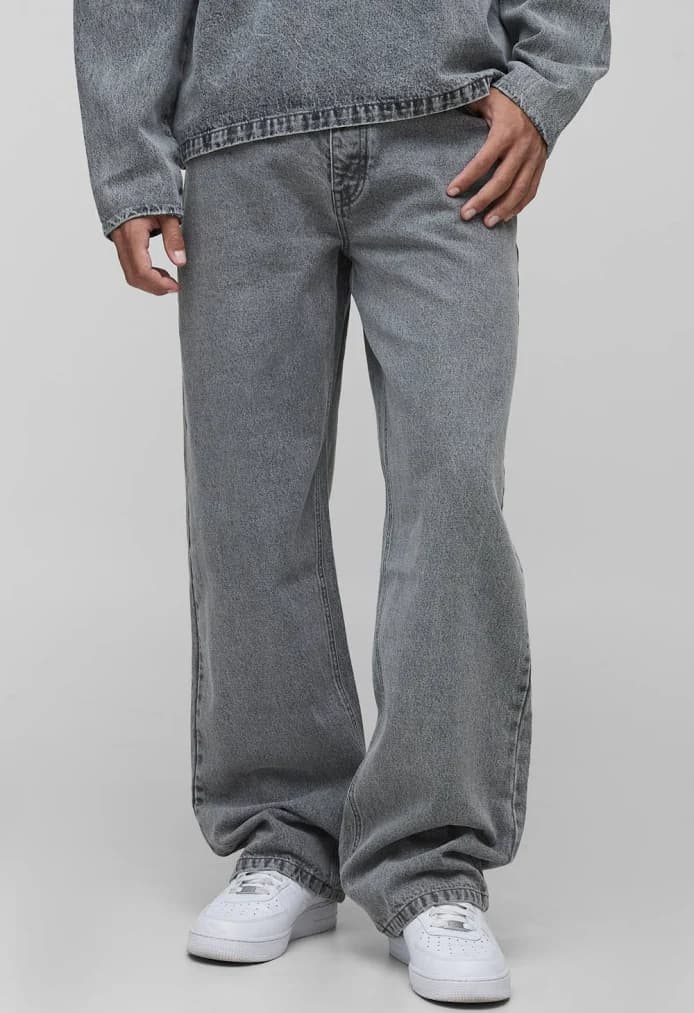 boohooMAN Men's Tall Acid Wash Relaxed Fit Jeans