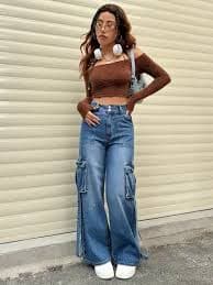 jeans cargo casuales mujer cintura pantalones vaqueros - Temu Spain