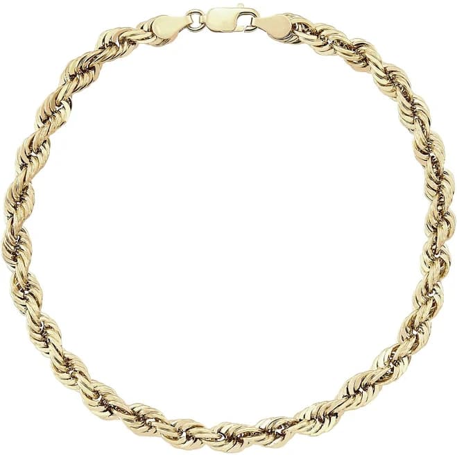 Brilliance Fine Jewelry 10K Yellow Gold Hollow Rope Chain Bracelet