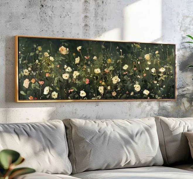 Velvet Green Wildflowers Framed Wall Art