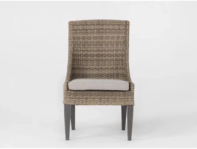 II Wicker Outdoor Dining Chair | Woven Rustic - Beige Wicker/Polyester Solid 23.23"W x 26.77"D x 38.98"H at Living Spaces