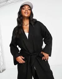 Threadbare Emerald longline tie waist cardigan in black | ASOS