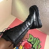 Amazon.com | Accloris Womens Platform Mid Calf Boots for Women Goth Punk Combat Wedges Chunky High Heel booties with Lace up Round-Toe Side Zip | Mid-Calf
