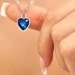 Blue Heart Pendant Necklace For Her Dainty Silver Anniversary Gift Minimalistic Jewelry Small Heart Charm Necklace Holiday Gift for Mom
