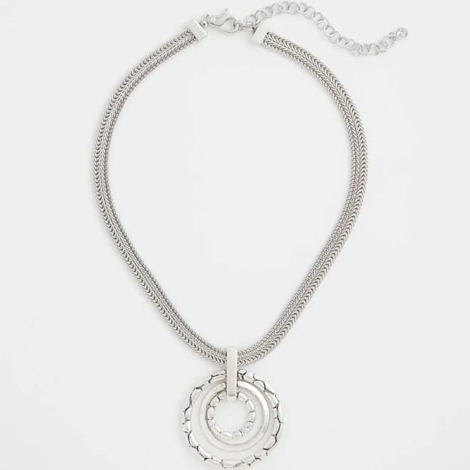 Chico's Women's Metallic Silver Short Pendant Necklace