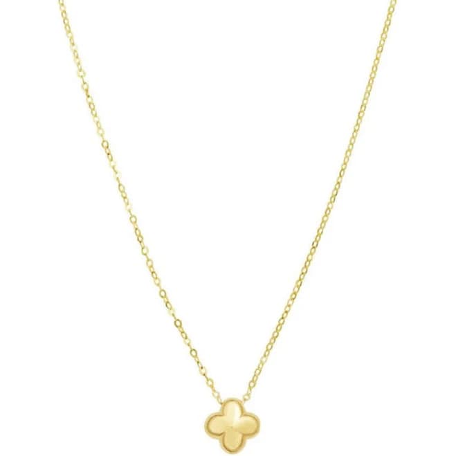 The Lovery Fine Jewelry Mini Gold Puffy Clover Necklace