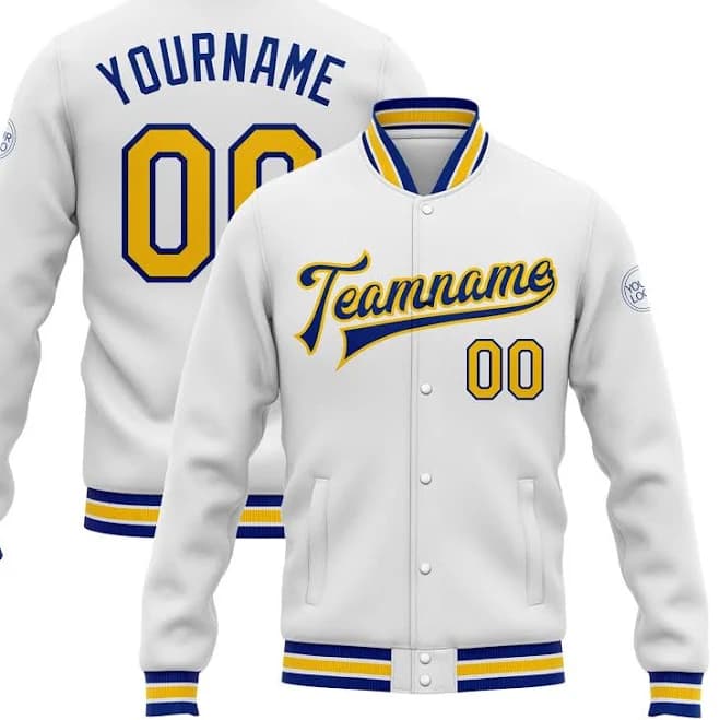 Yellow-Royal Men's Varsity Letterman Bomber Jacket