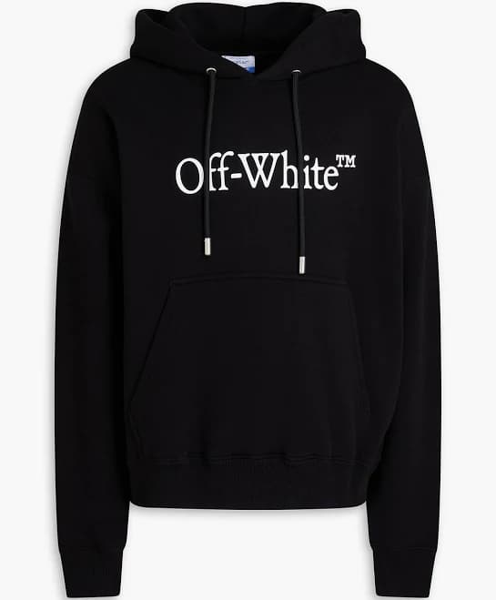 Off-White Logo-print French cotton-terry hoodie - Men - Black Tops & T-Shirts - XXL