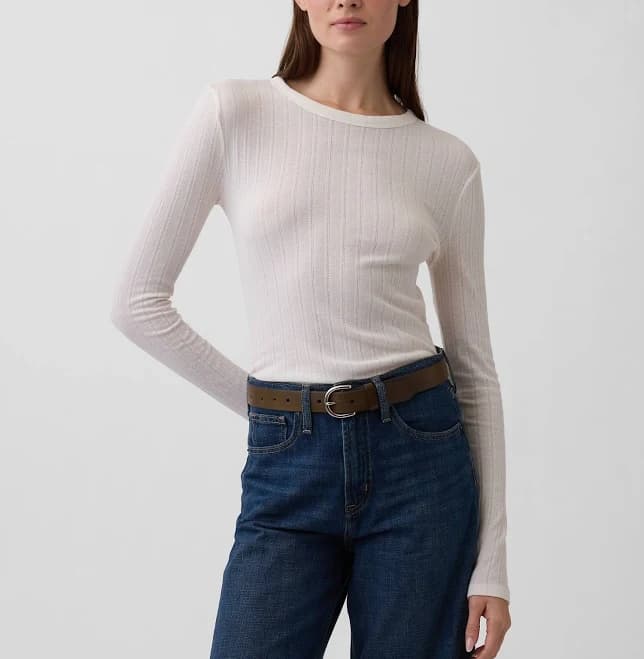 Women's Pointelle Rib T-Shirt by Gap