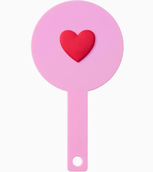 H&M Pink/Heart Round Hand Mirror