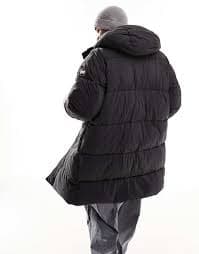 Pull And Bear Asos Longline Puffer Coat Black Winter Jacket Mens Pull And Bear Black Puffer