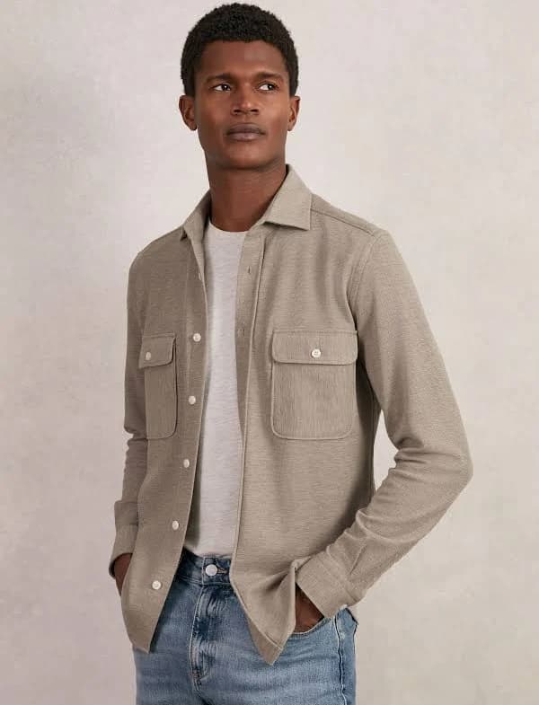 Reiss Men's Forsithe Textured Twin Pocket Overshirt