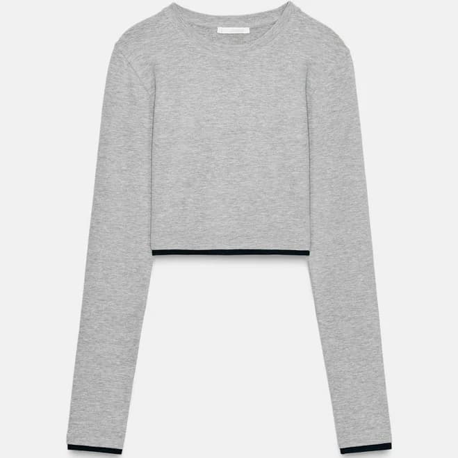 Zara Women's Cropped Double Effect T-Shirt