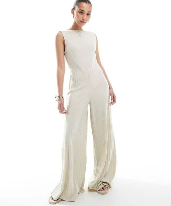 ASOS Sleeveless Wide Rib Jumpsuit