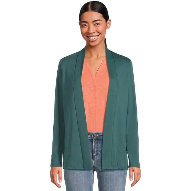 L.L.Bean Women's Pima Cotton Open Cardigan Sweater with Pockets