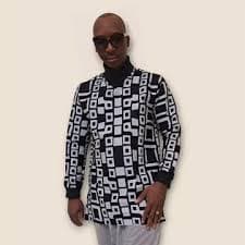 Jersey &amp; African Print Ankara Tshirt with stylish front zipper desi - ANKA