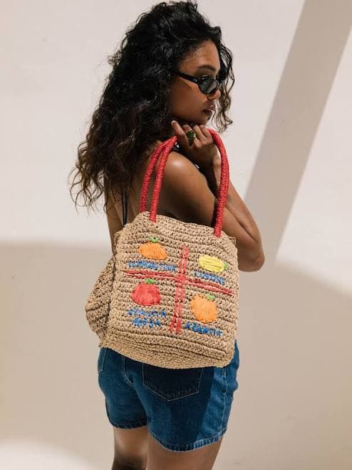 Damson Madder Fruity Raffia Bag