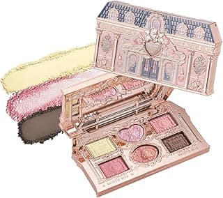 Flower Knows The Sweetie Bear Collection 6-Color Makeup Palette,Pink Face Makeup Palette with 4 Matte + 2 Shimmer Shades,Blendable Smooth Cute Make Up,0.23 Oz(02 Strawberry Milk)