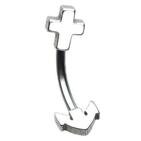 Body Accentz Surgical Steel Anchor and Cross Curved Barbell Eyebrow Ring