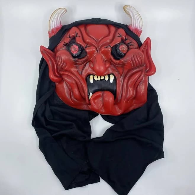 Vintage Easter Unlimited Red Devil Mask Demon Horns Light-up Red Eyes