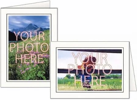 Bright White Raven-Bk Trim Border Photo Insert Card