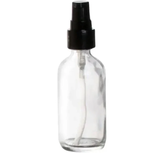 2 oz. Clear Glass Bottle with Black Treatment Pump