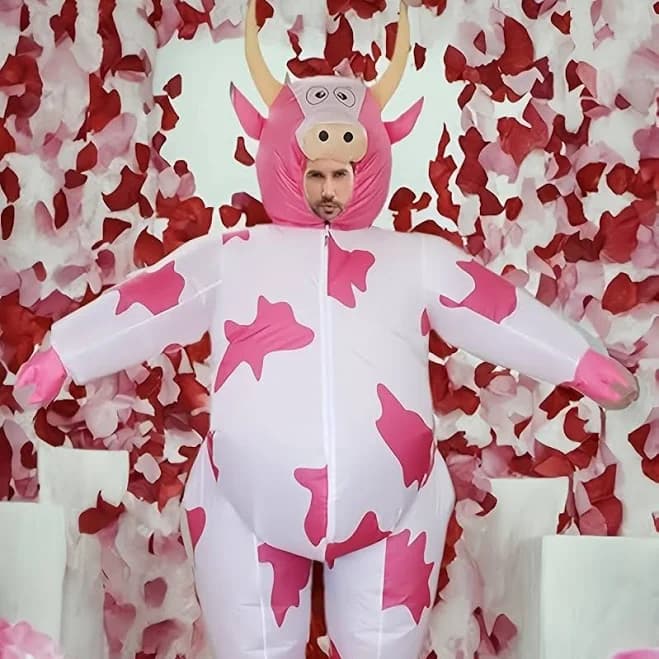Adult Inflatable Cow Costume - Inflate to Wear for Instant Cow Outfit, Full Body Party Costume Suitable for Halloween, Costume Parties & Themed