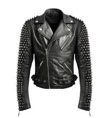 Men's Black Leather Studded Biker Jacket | Punk Rock Spike Heavy Metal Steampunk