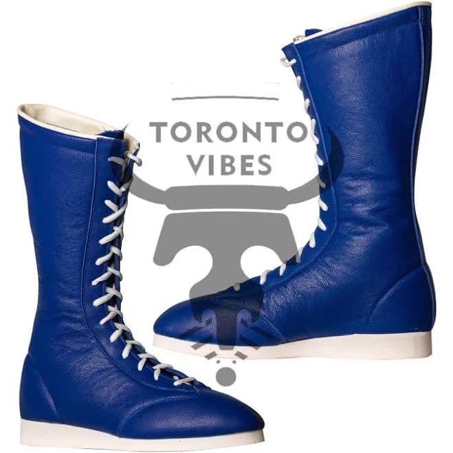 Handmade Leather Pro Wrestling Boots with Custom Skull Patch