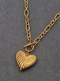 18K Gold Plated Irregular Chain Heart Toggle Necklace