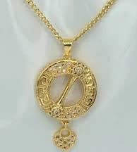 18K Gold Filled 20" Flat Link Chain With Stunning Crystal Pendant Ref-168