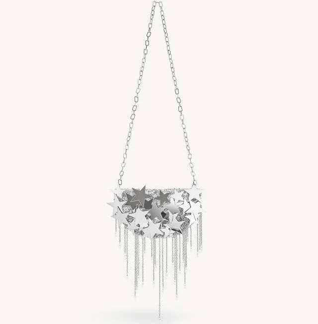 Anika Star-Embellished Silver Chain Bag