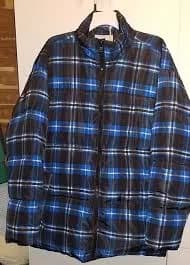 NEW Men's Oversized Quilted Puffer Jacket Blue Plaid Cold-Weather Fashion XL