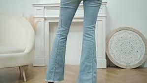 Necooer Womens Plus Size Destroyed Flare Jeans Elastic Waist Bell Bottom Raw Hem Denim Pants Slim Fit (XX-Large,A-Black) at Amazon Women's Jeans store